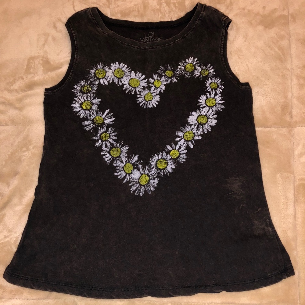 Cute Daisy Heart Tank Top LOl Vintage Size Medium